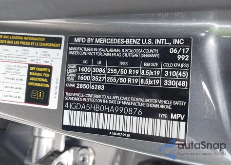 2017 Mercedes-Benz Gle 350 4Matic from USA, damaged, VIN 4JGDA5HB0HA990876